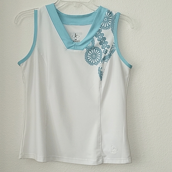 Tennis Apparel skort/top 2 piece set by Balle de Match, XS/S, White/Teal, GUC - Picture 3 of 16
